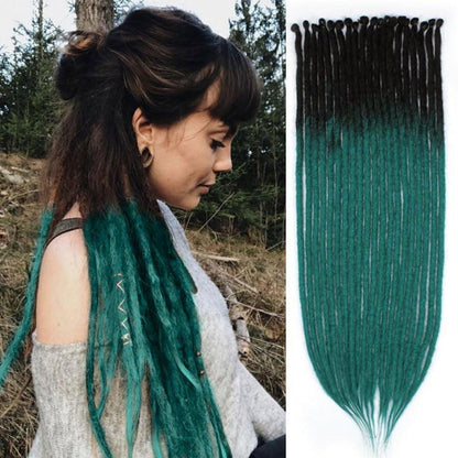 24 Zoll Dreadlock Extensions Schwarz-Grün, Handgefertigt