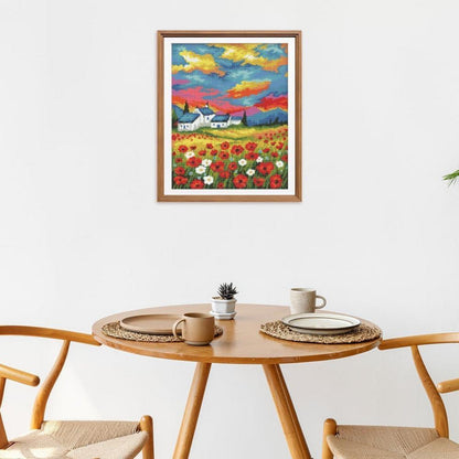 Kreuzstich Set Blumenmotiv 40x50cm – Vorgedruckt für Anfänger