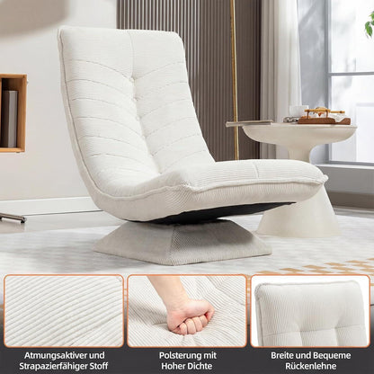 Verstellbarer Bodenstuhl Relaxsessel Beige – 360° Drehbar & Klappbar