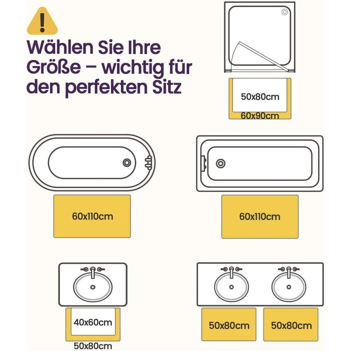 Rutschfeste Badematte 50x80 cm - Super Saugfähig & Schnelltrocknend