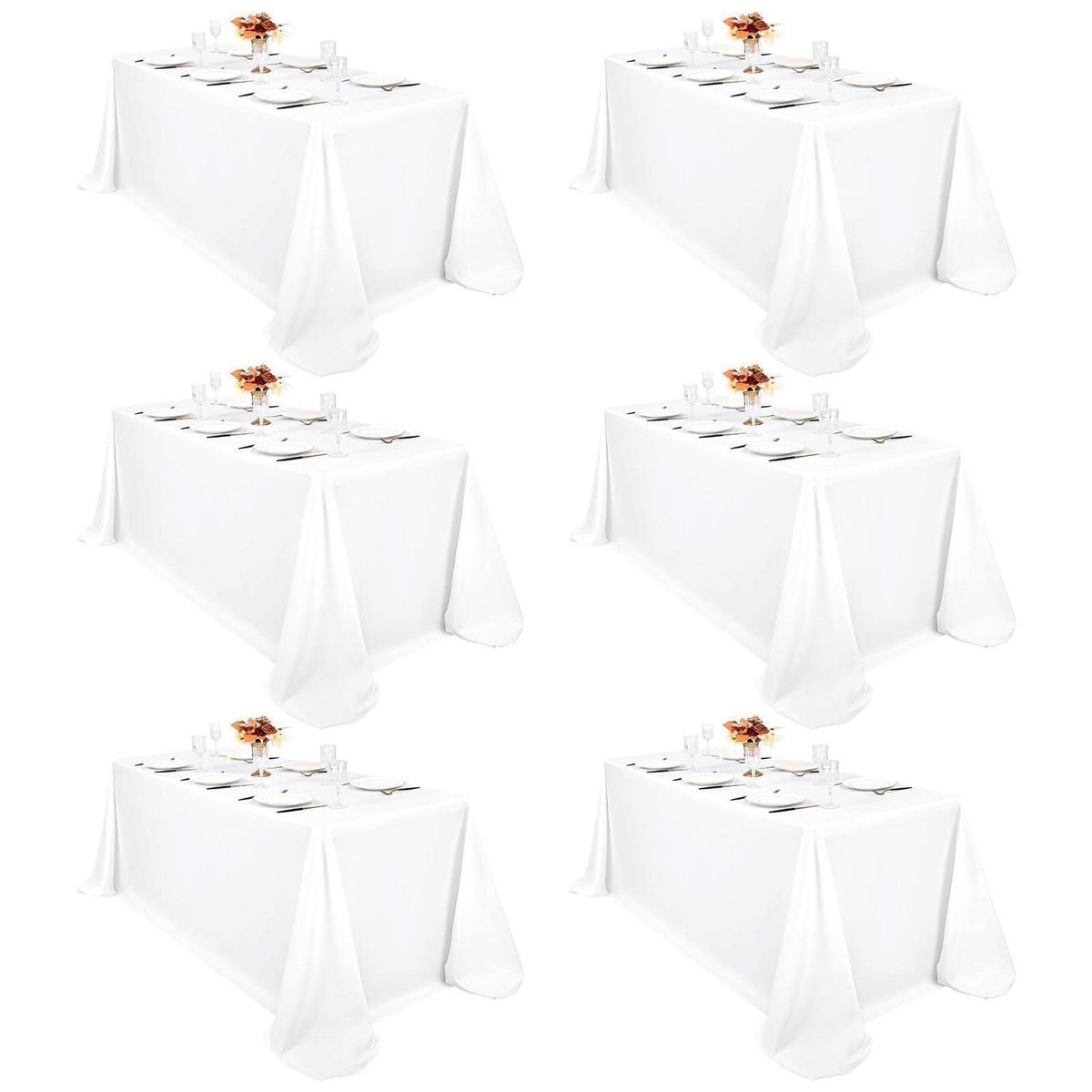 Weißes Tischdecken-Set 6er Pack, 229x396 cm, Rechteckig