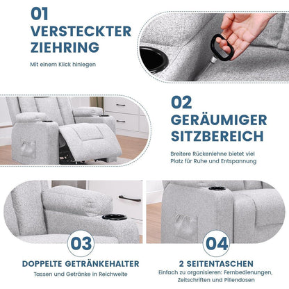 Relaxsessel Stoff Hellgrau mit Verstellbarer Liegefunktion
