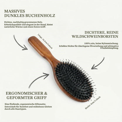 Wildschweinborsten Haarbürsten Set mit Satin Scrunchies & Geschenkbox