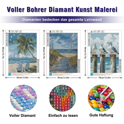 Strand Diamond Painting 3er Set 5D Landschaft Mosaik Bausatz