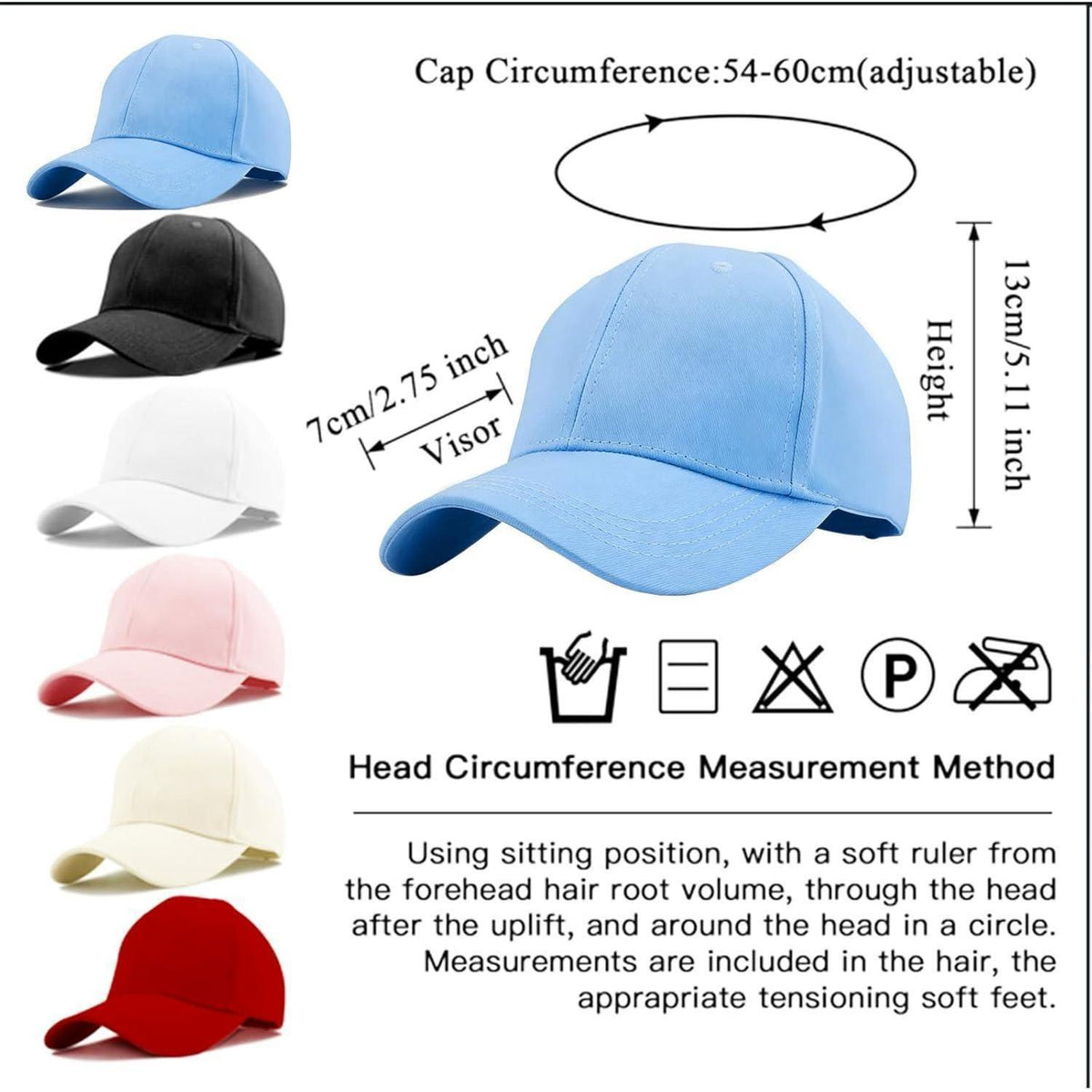Damen Pferdeschwanz Baseball Cap – Einstellbar & Himmelblau