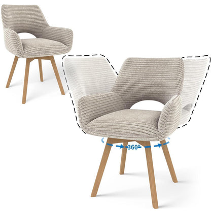 360° Drehbarer Esszimmerstuhl mit Armlehnen, Taupe
