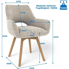 360° Drehbarer Esszimmerstuhl mit Armlehnen, Taupe