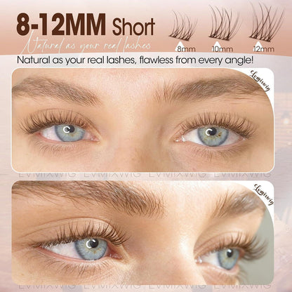Braune Wimpern Cluster Set 8-12mm – Natürliche Kurz Wimpernverlängerung