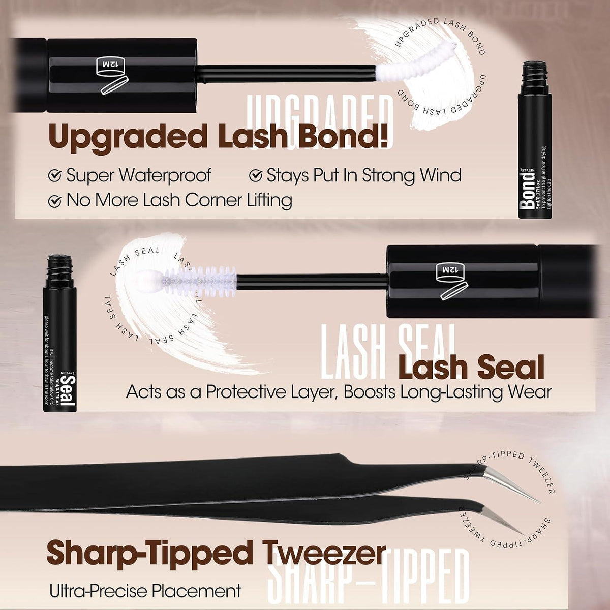 Braune Wimpern Cluster Set 8-12mm – Natürliche Kurz Wimpernverlängerung