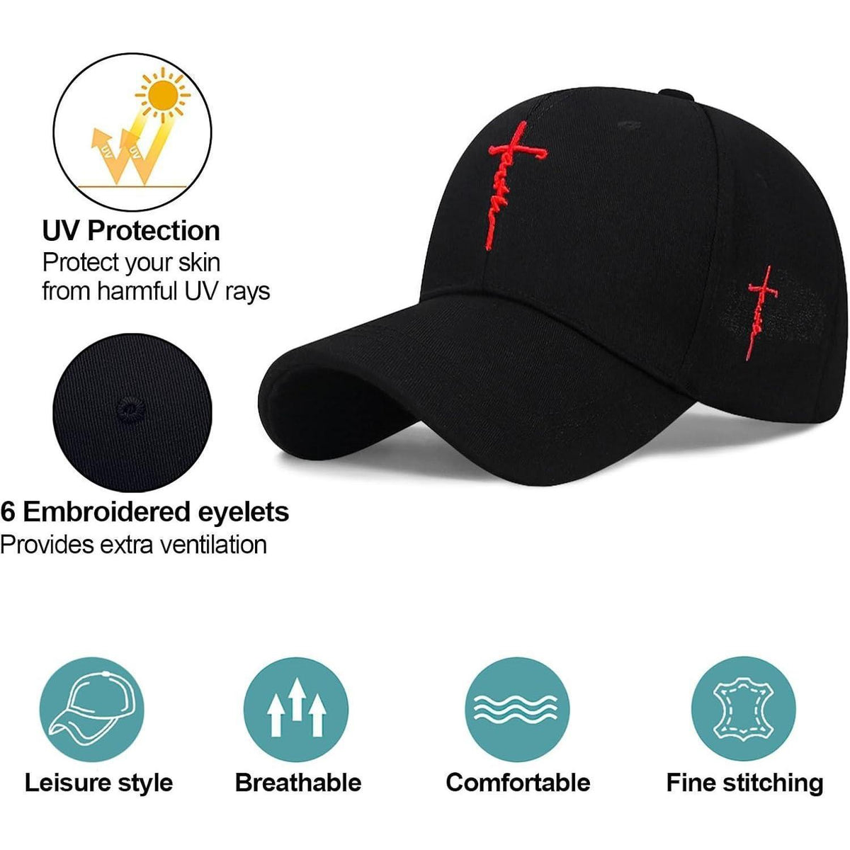 Baseball Cap Damen Herren – Verstellbare Sonnenkappe Schwarz