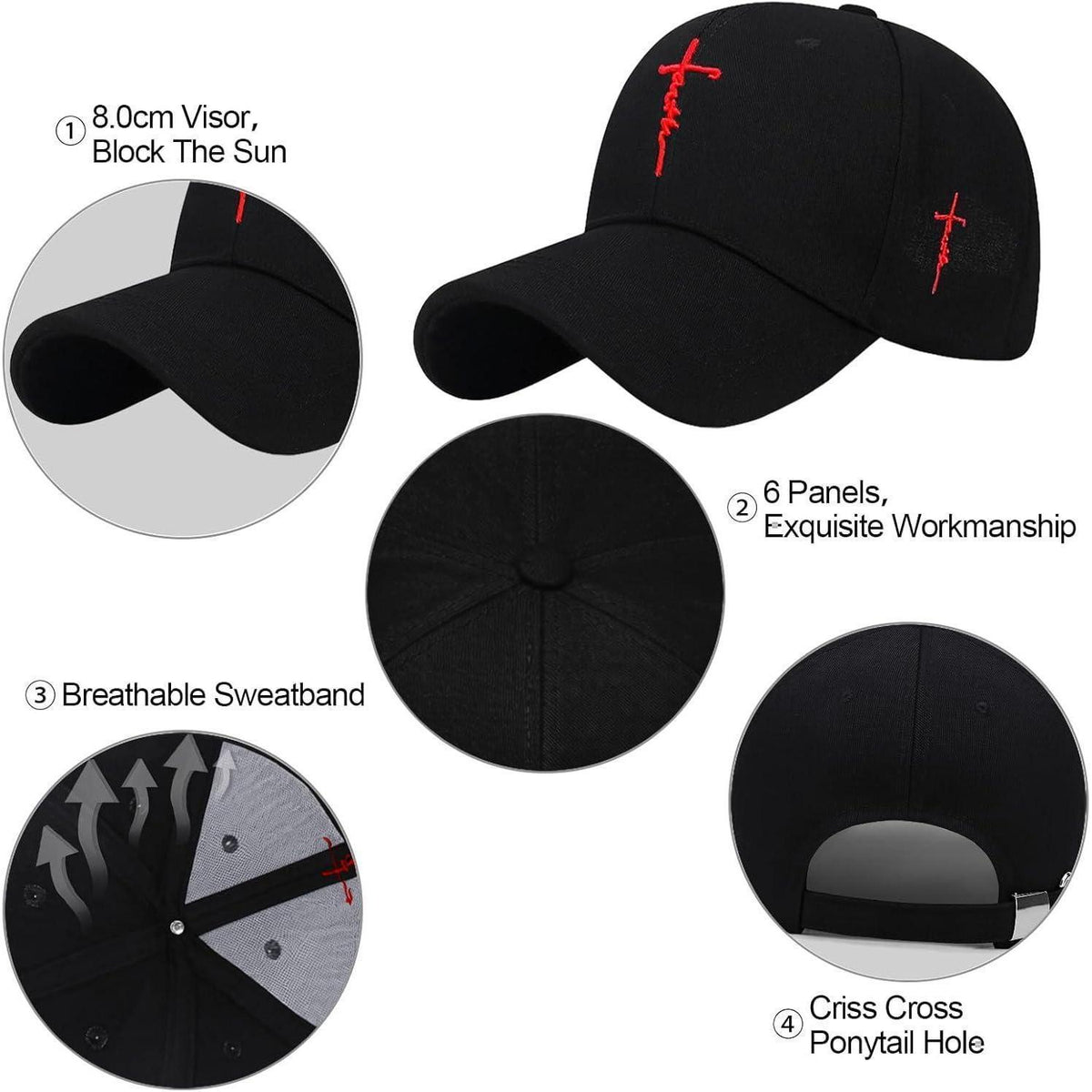 Baseball Cap Damen Herren – Verstellbare Sonnenkappe Schwarz