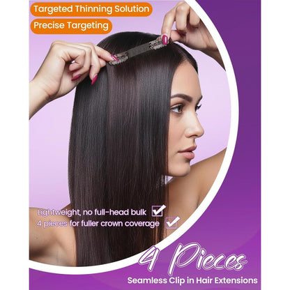 Clip-in Echthaar Extensions Ombre Schwarz Silber 35cm