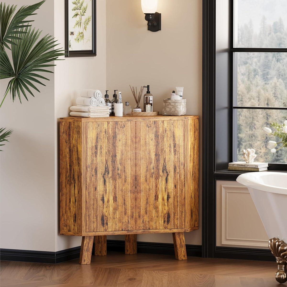 Eckschrank Braun – Verstellbar & Stabil für Bad, Wohnzimmer, Küche