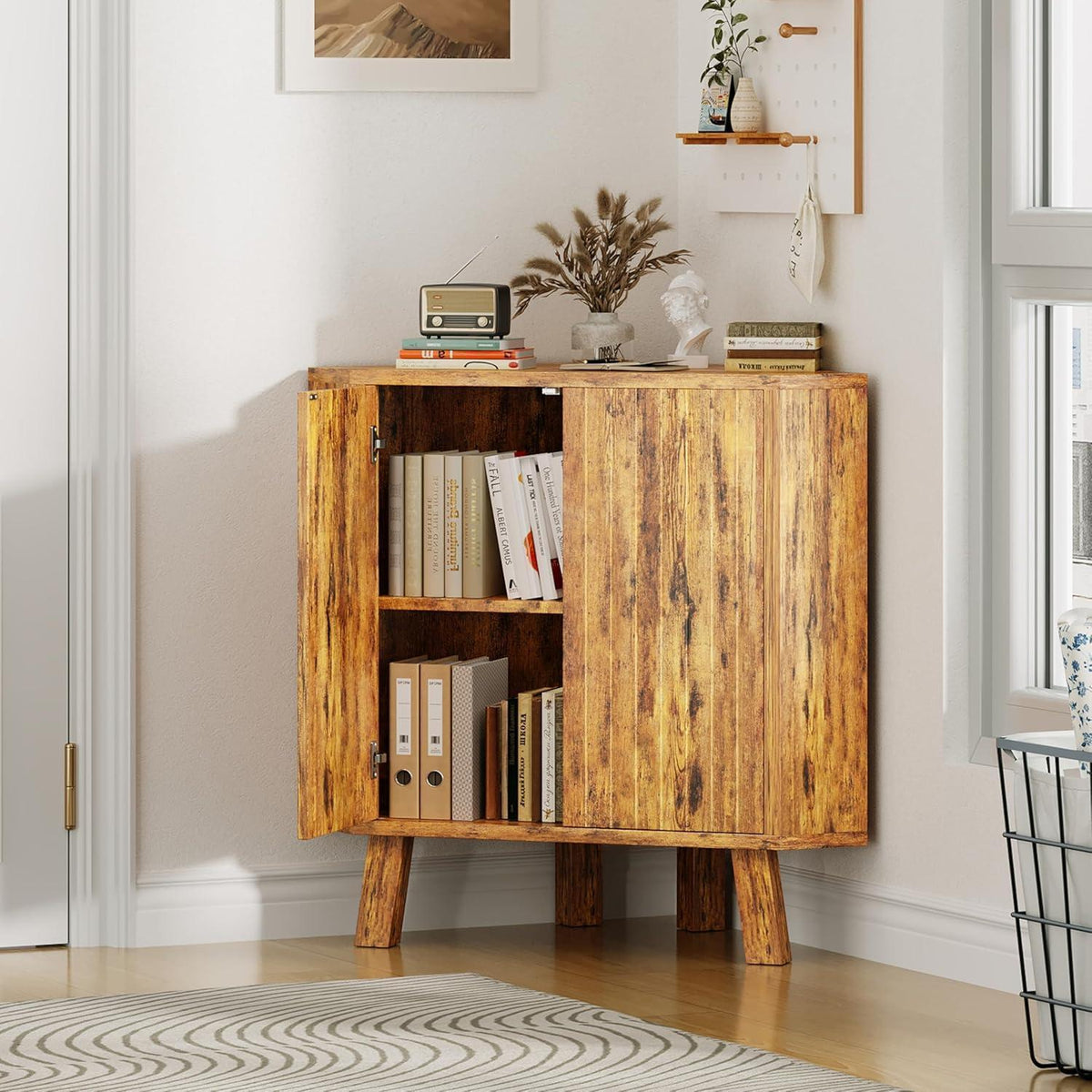 Eckschrank Braun – Verstellbar & Stabil für Bad, Wohnzimmer, Küche