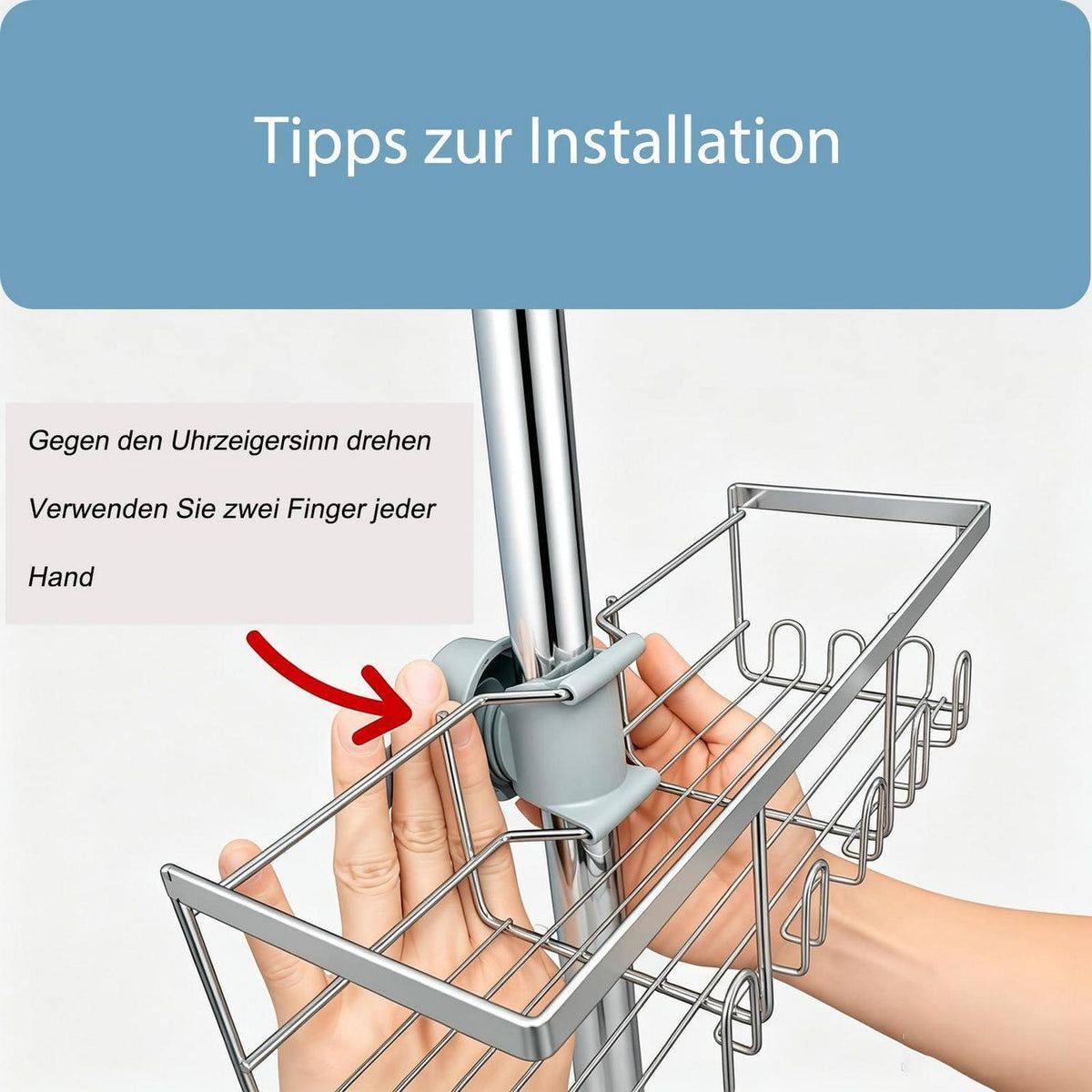 Duschablage 2er-Set für runde Stange – mit 24 Haken & viel Stauraum