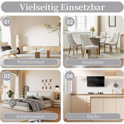 Bequeme Esszimmerstühle 8er Set mit Stoffbezug & Goldbeinen