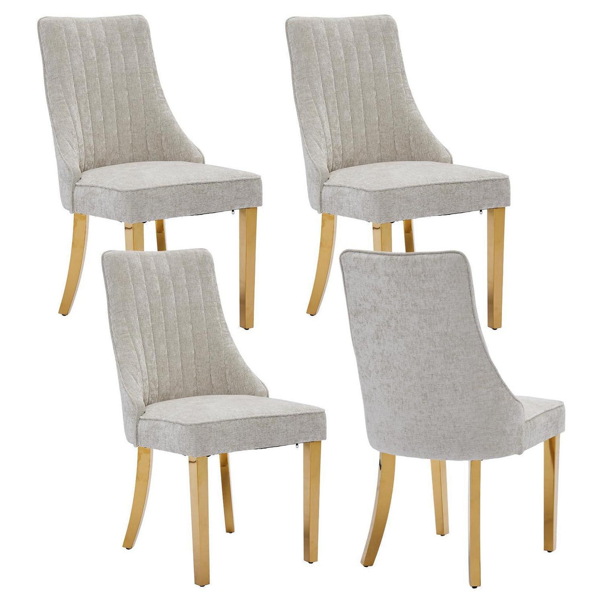 Bequeme Esszimmerstühle 4er Set mit Stoffbezug & Goldbeinen