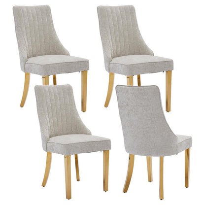 Bequeme Esszimmerstühle 4er Set mit Stoffbezug & Goldbeinen