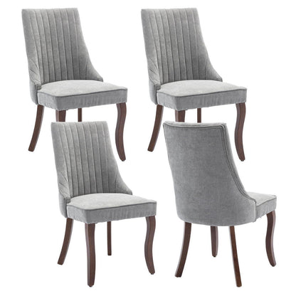 Esszimmerstühle Set 4 Grau, Bequeme Polsterstühle mit Holzbeinen