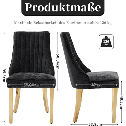 Esszimmerstühle 6er Set, Stoff & Goldene Edelstahlbeine