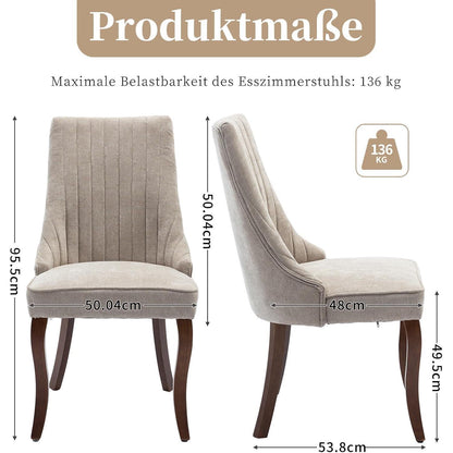 Esszimmerstühle Set 8 – Bequeme Stoffstühle mit Massivholzbeinen