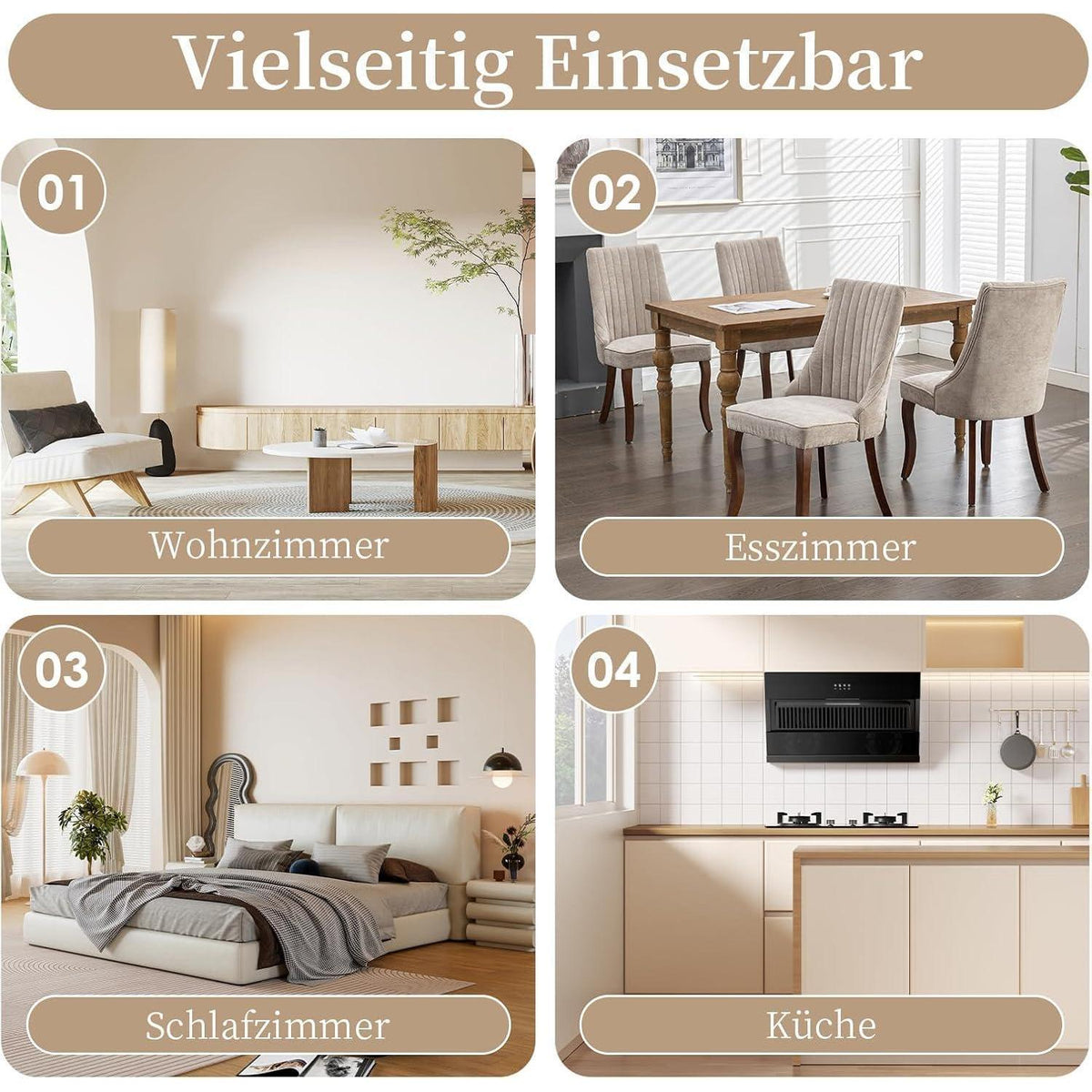 Esszimmerstühle Set 8 – Bequeme Stoffstühle mit Massivholzbeinen