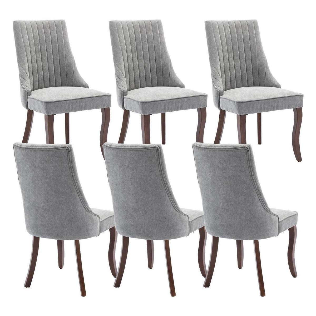 Esszimmerstühle Grau 6er Set, Bequeme Polsterstühle mit Holzbeinen