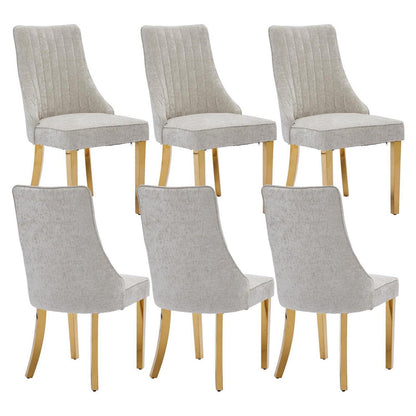 Esszimmerstühle 6er Set, Beige, Goldene Edelstahlbeine