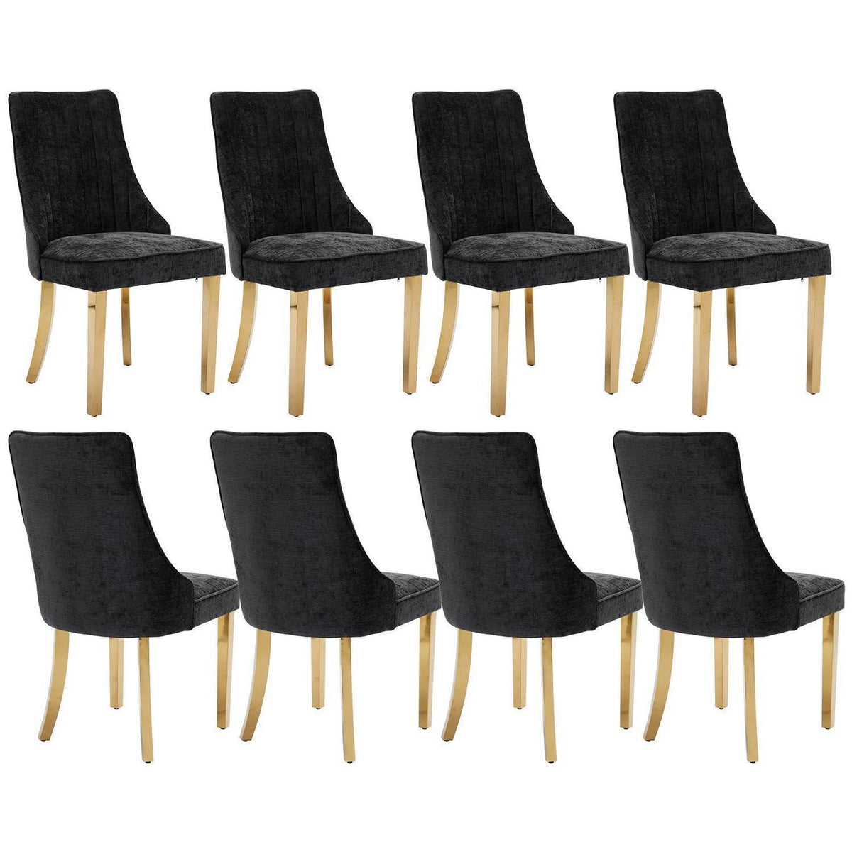Esszimmerstühle Set 8 – Bequeme Polsterstühle Schwarz/Gold