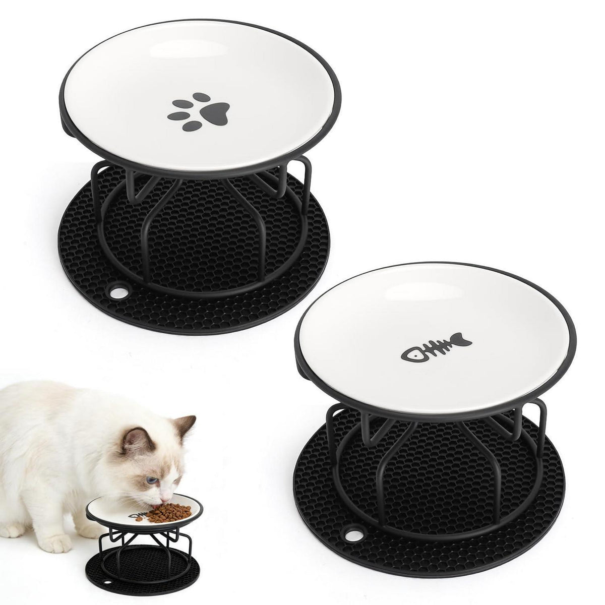 Erhöhter Katzennapf Set Keramik – Rutschfest & Nackenschutz