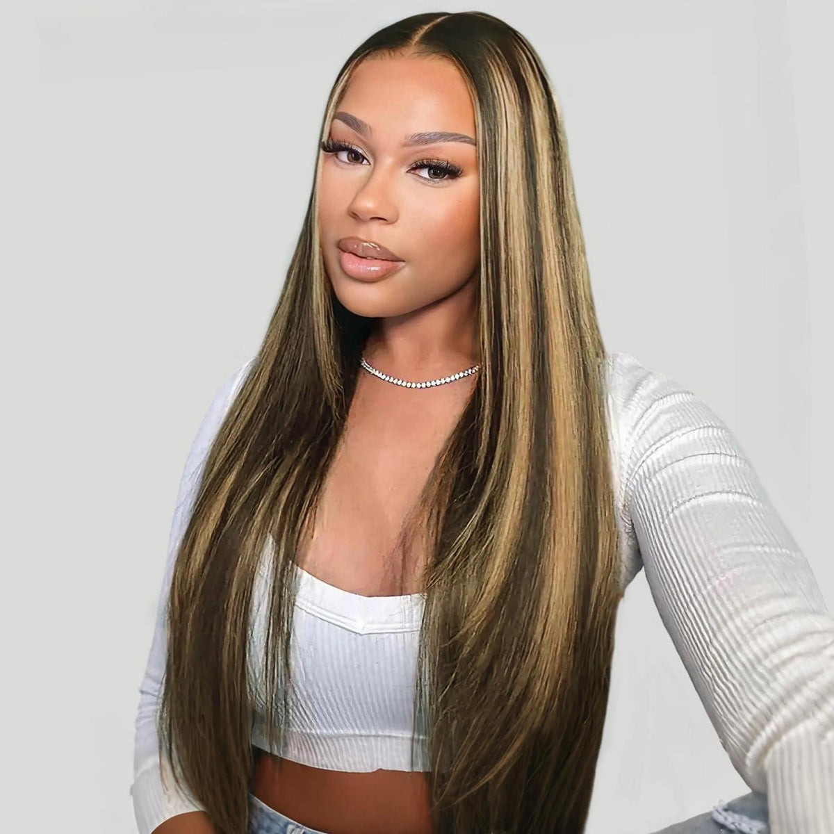 Echthaar Perücke 2/27 Highlight, 32 Zoll, Lace Front
