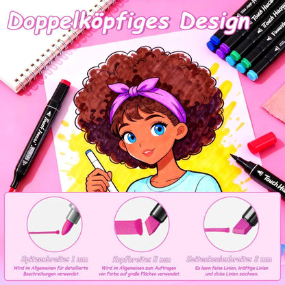 Alkohol Marker Set 60 Farben – Pinselstifte für Illustration & Kunst