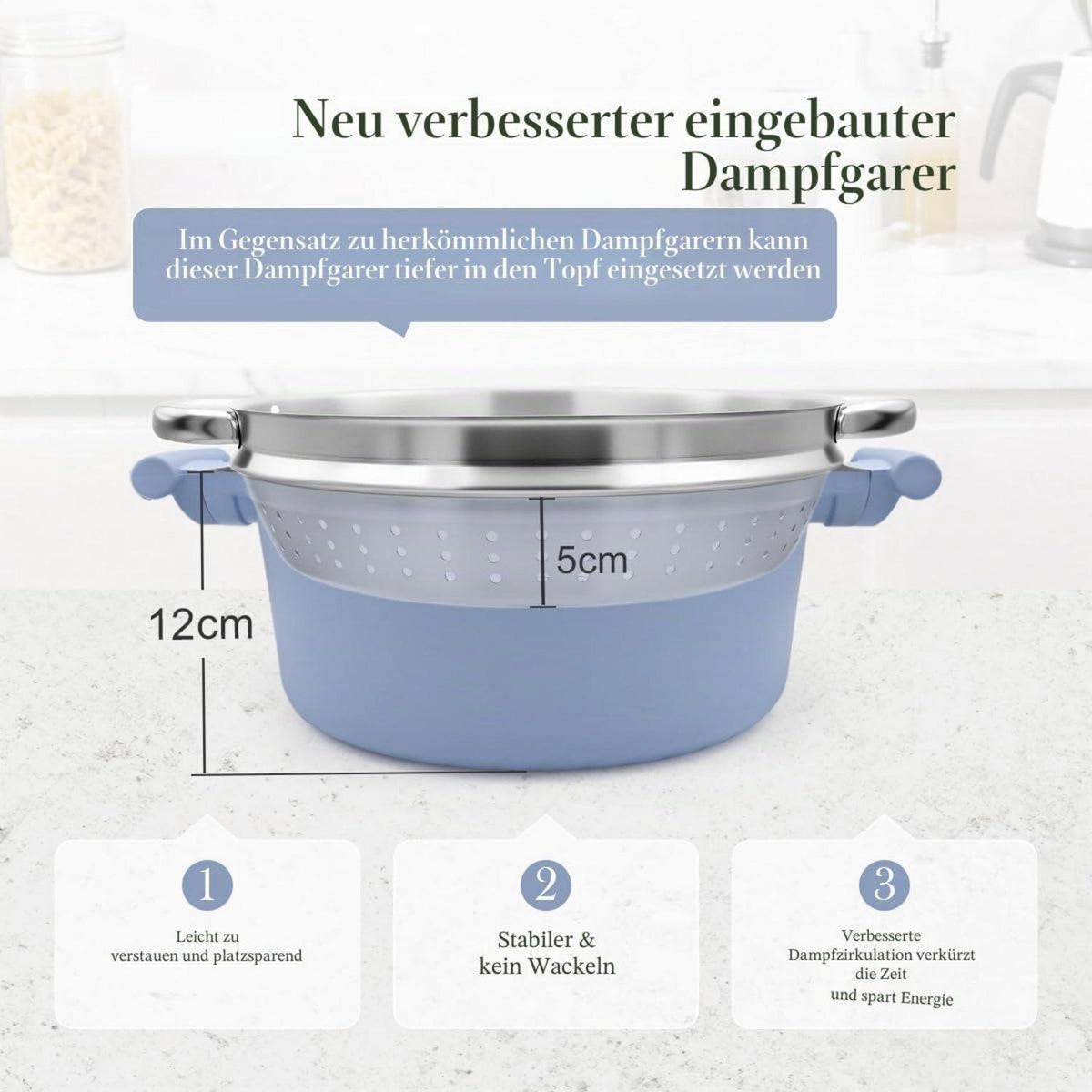 7-teiliges Antihaft Kochgeschirr-Set Blau