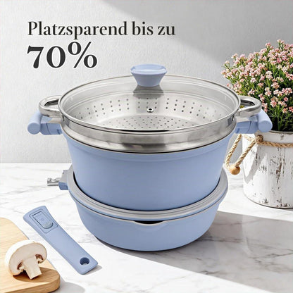 7-teiliges Antihaft Kochgeschirr-Set Blau