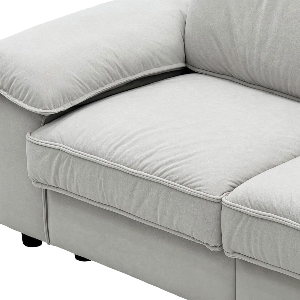 2-Sitzer Couch mit Stauraum & Velvet – Beige