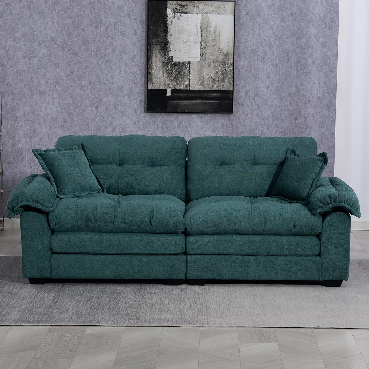 Modernes 2-Sitzer Sofa mit Memory-Schaum & Taschenfedern (Grün)