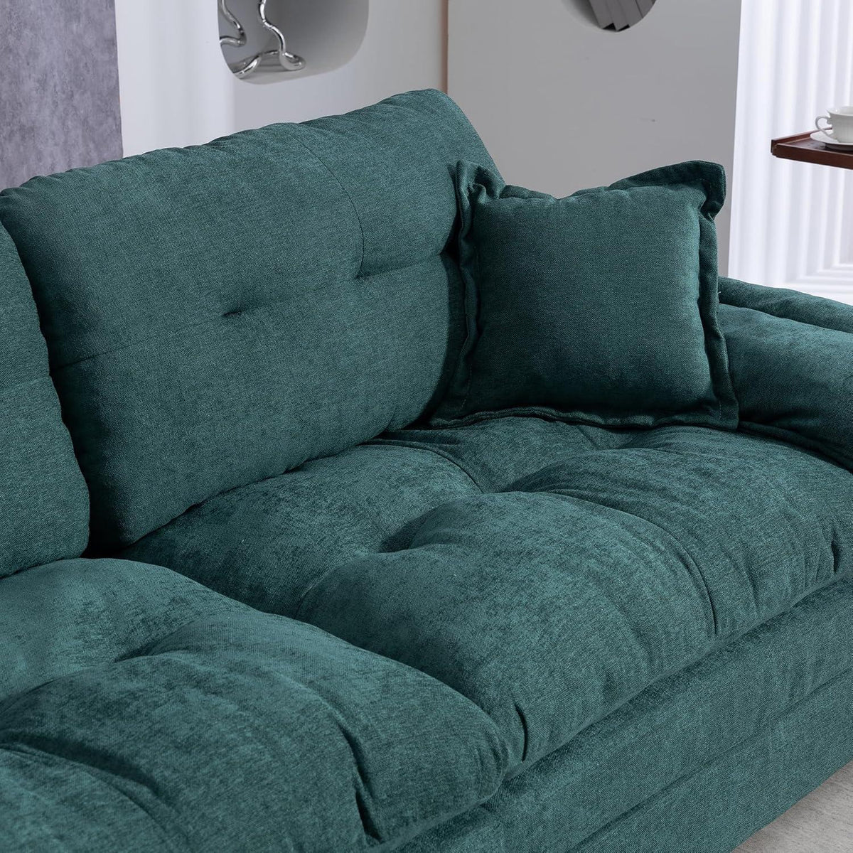 Modernes 2-Sitzer Sofa mit Memory-Schaum & Taschenfedern (Grün)