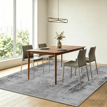 Grauer Wohnzimmerteppich 160x200cm – Moderner Kurzflor Teppich