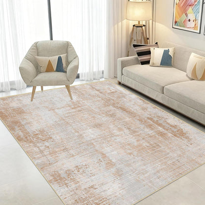 WUTONG Teppich Wohnzimmer 160x200cm Hellbraun Sand – Waschbar & Vintage