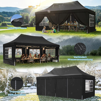 Faltpavillon 3x6m wasserdicht – Partyzelt mit Seitenwänden