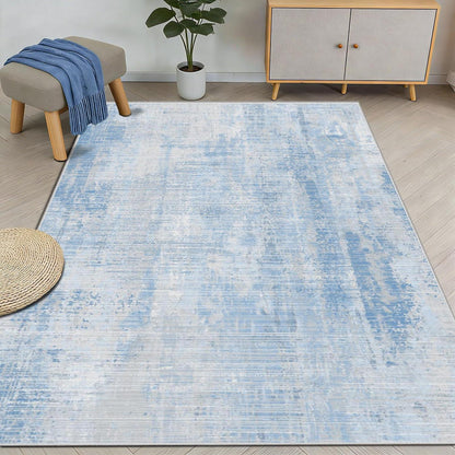 Blauer Teppich 200x300cm – Waschbar, Modern, Kurzflor