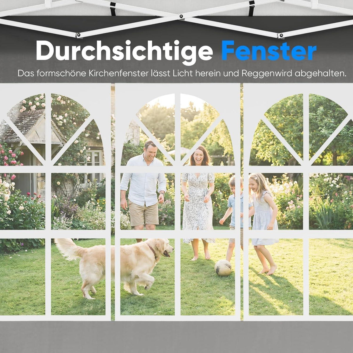 Faltpavillon 3x6m mit Seitenwänden & UV-Schutz