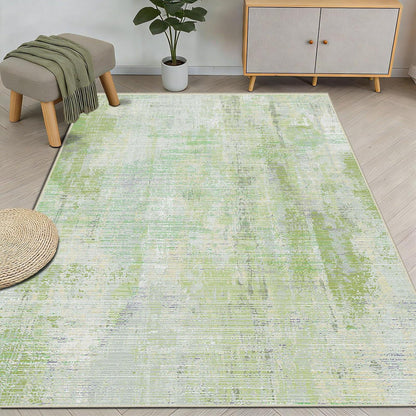 Grüner Teppich 140x200 – Abstrakter Kurzflor Wohnteppich