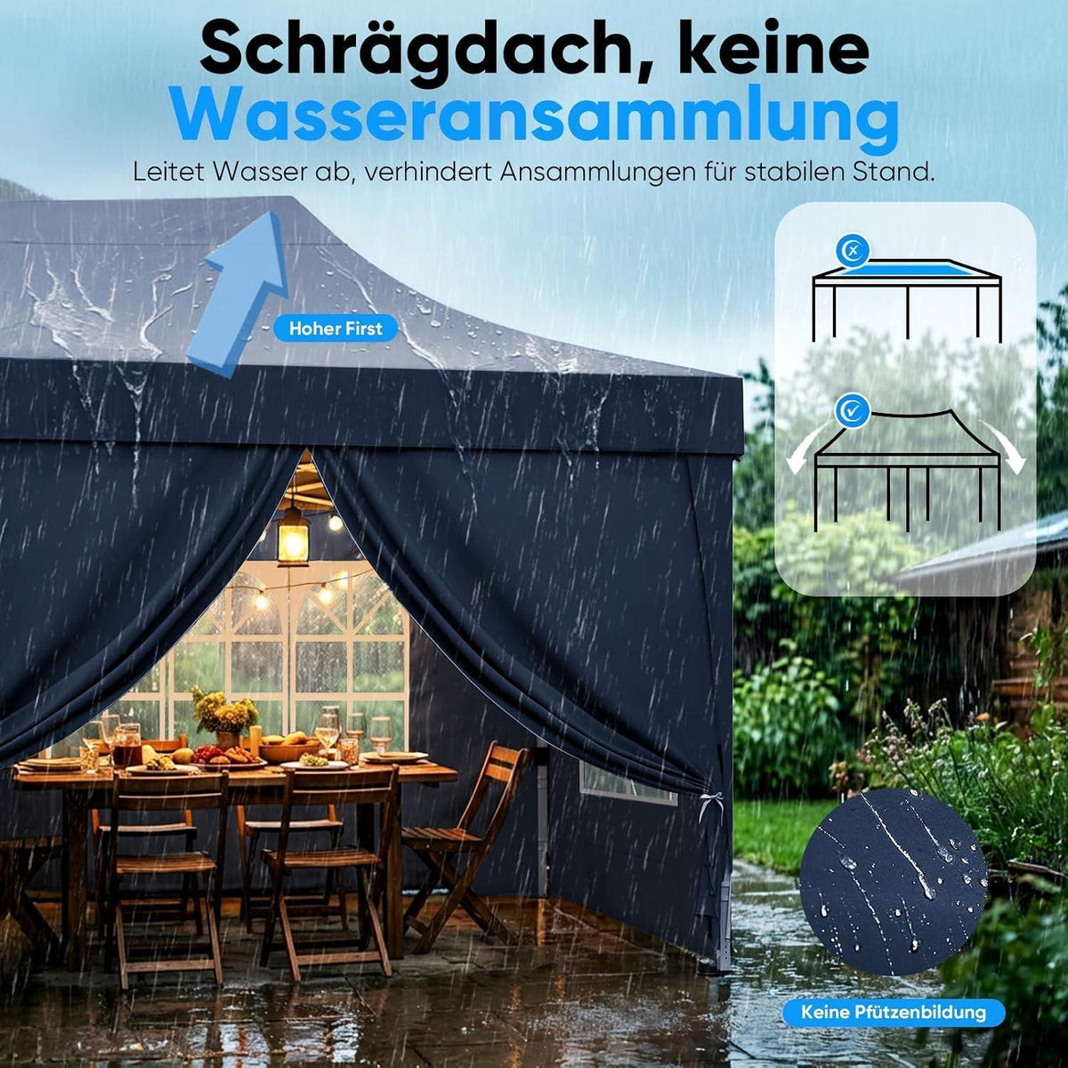 Faltpavillon 3x6m wasserdicht – Partyzelt mit Seitenwänden