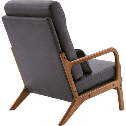 Dunkelgrauer Lounge-Sessel mit Massivholzrahmen & Mid-Century Stil
