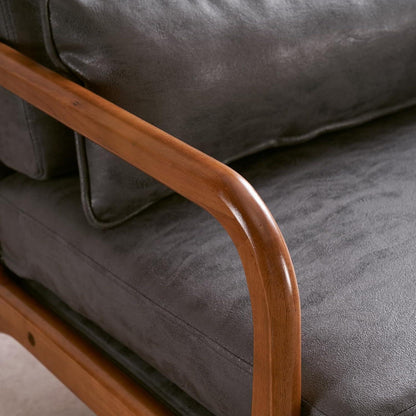 Dunkelgrauer Lounge-Sessel mit Massivholzrahmen & Mid-Century Stil