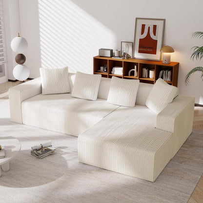 Modernes 3-Sitzer Sofa mit Liegefunktion & Kissen (Weiß)