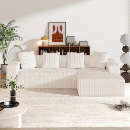 Modernes 3-Sitzer Sofa mit Liegefunktion & Kissen (Weiß)