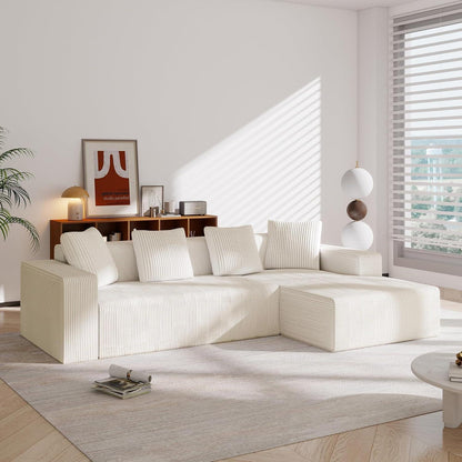 Modernes 3-Sitzer Sofa mit Liegefunktion & Kissen (Weiß)