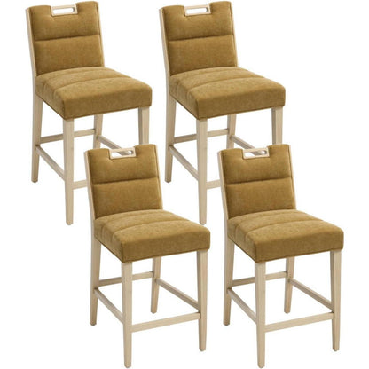 Barhocker Set 4er – Chenille Retro Design mit Fußstütze, Gelb